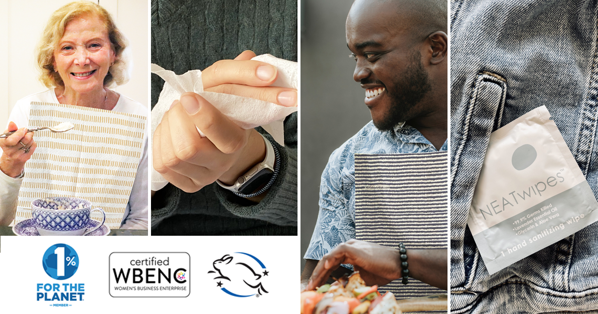 A banner photo featuring NEATsheets and NEATwipes.