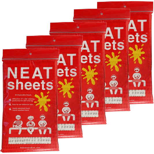 NEATsheets | Five 20-Count Pouch Multipack (100 Sheets) | Grey Dot