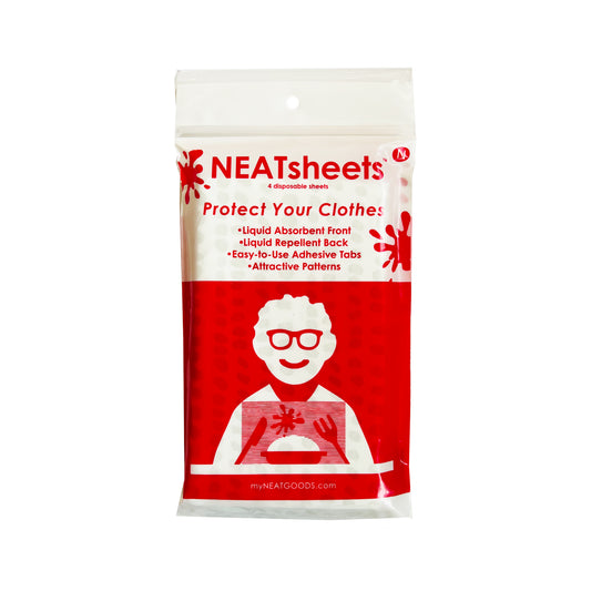 NEATsheets Adhesive Napkin - The front of a 4-Count Pack