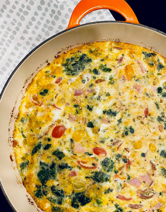 Frittata in a skillet -- an easy to make dinner when in a bind.