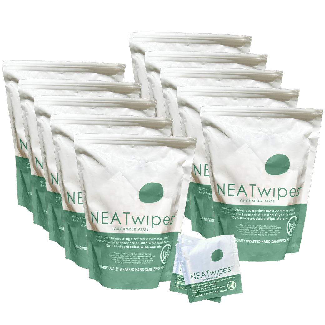 NEATwipes | 10-Count Multipack (240 Handwipes) | Cucumber Aloe