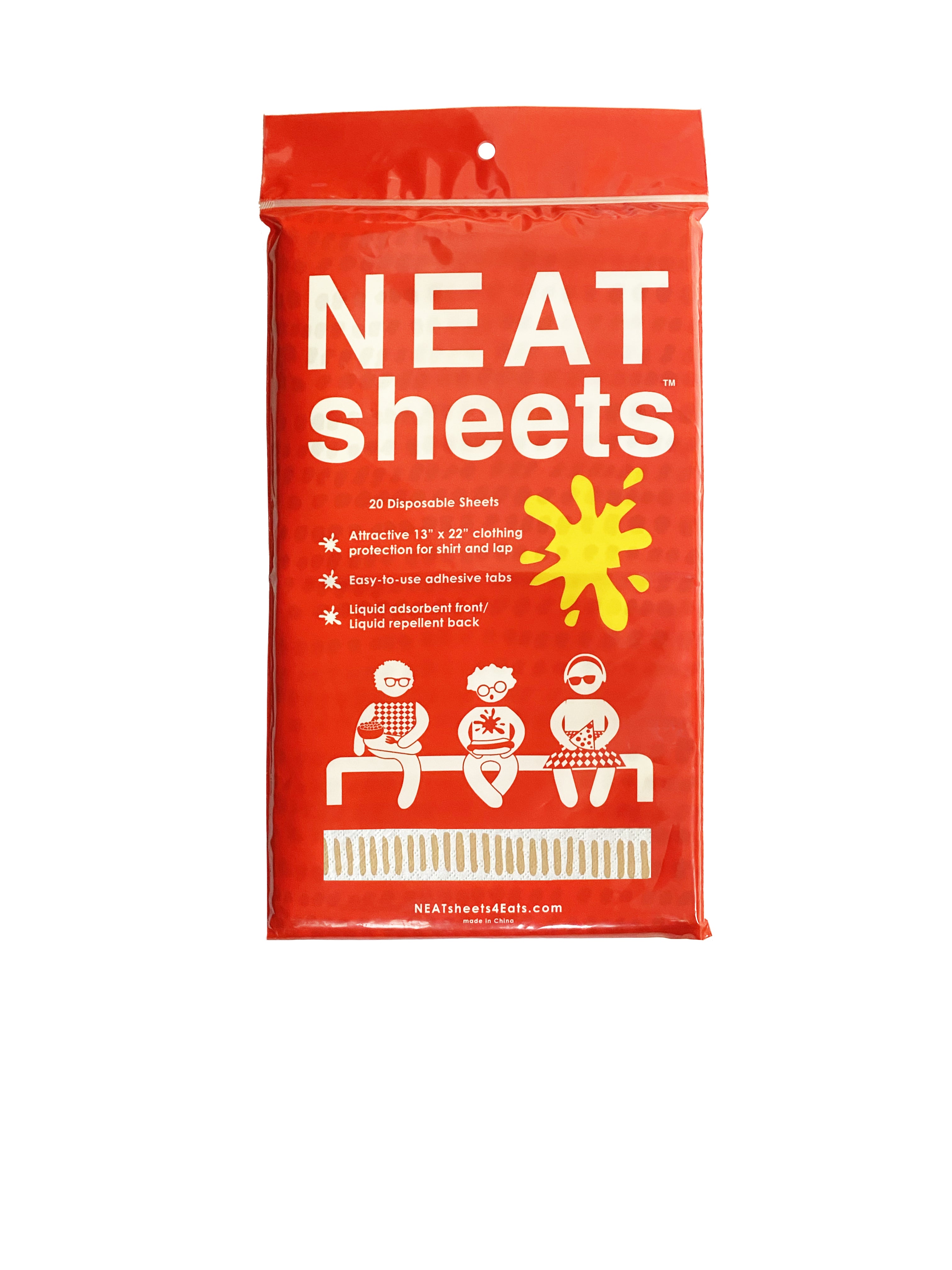 NEATsheets Disposable Adhesive Napkin for Adults & Kids | 100