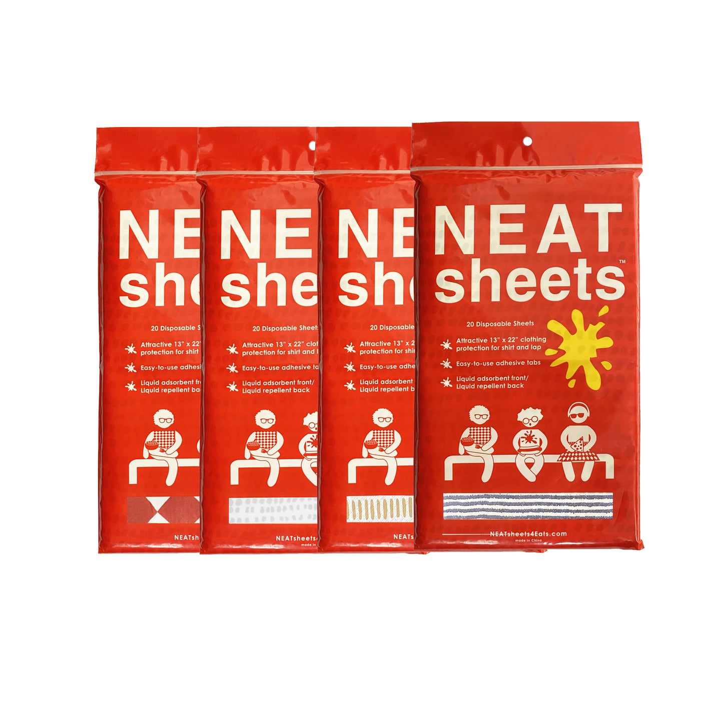 NEATsheets Disposable Adhesive Napkin | 20-Count Pouch